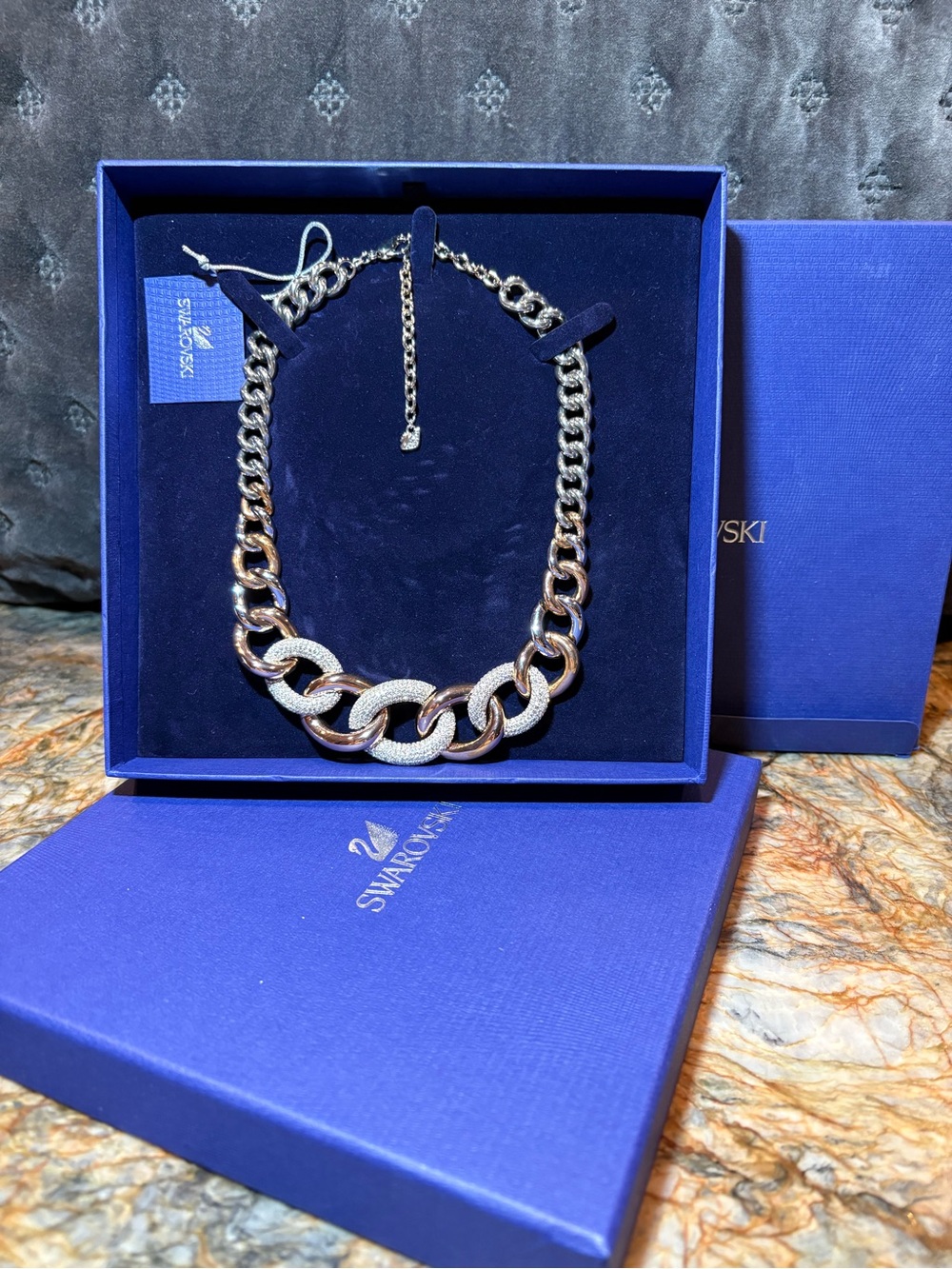 Swarovski Rose Gold Pave Link Necklace